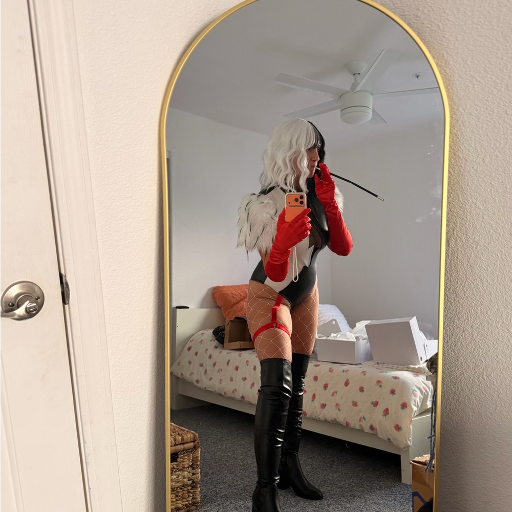 Black and White Costume with Red Gloves